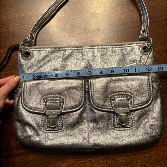 Coach Silver Metallic Leather Shoulder Bag - Picture 9 of 9